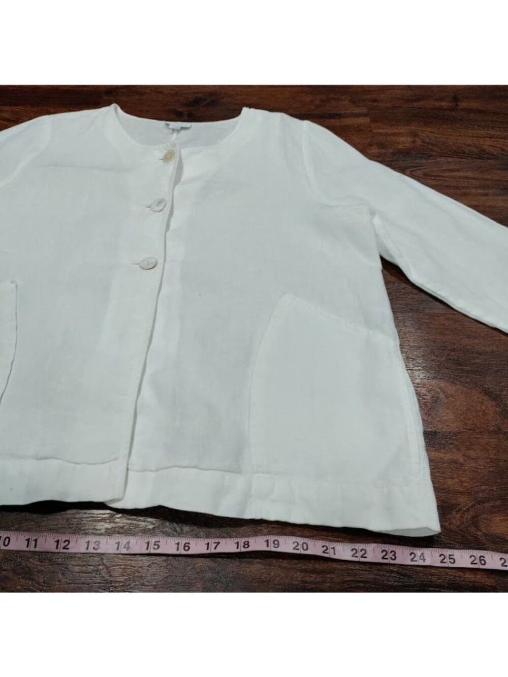 Pure Jill Linen Artsey Lagenlook Layers 100% Linen Cardigan Jacket Cream Size L - Picture 5 of 13
